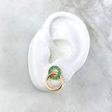 Topos Aros Superpuesto 3.2gr / Esmeraldas 84pts Broche Mariposa Oro Amarillo (Joya) ©