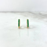 Candongas Rayadas 2.4gr / 1.4cm / Esmeraldas 25pts Oro Amarillo (Joya) ©