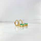 Candongas Gotas Colgantes 3.5gr / 2.2cm / Esmeraldas 1.54Qts Circones Blancos Oro Amarillo (Joya) ©
