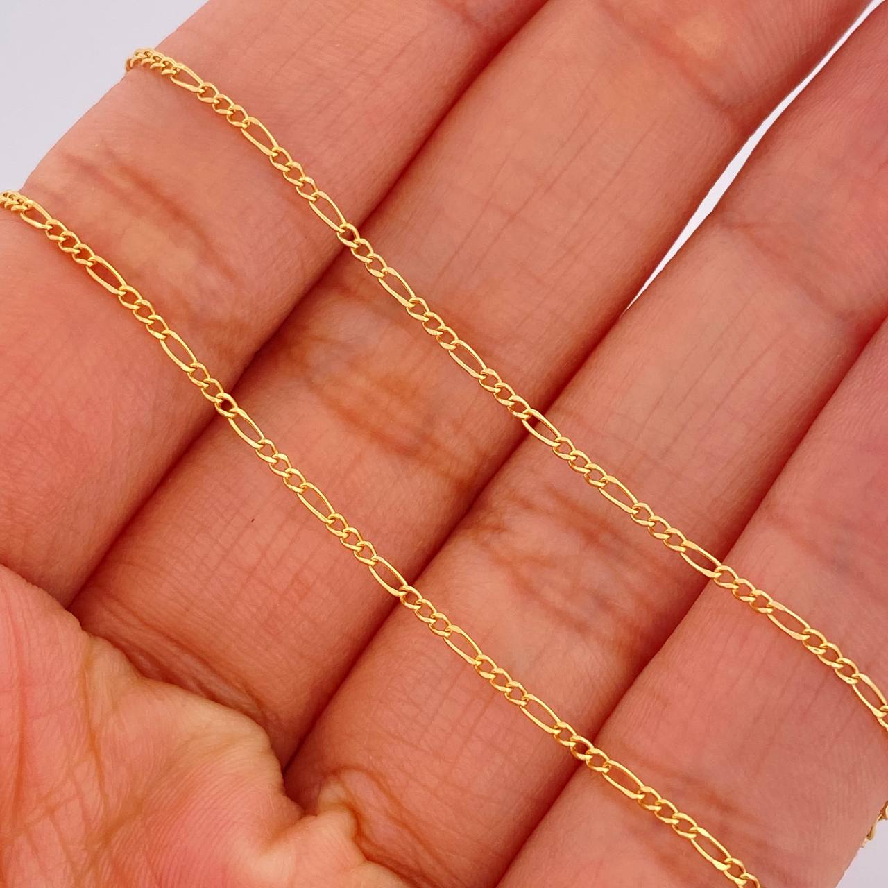 Cadena Figaro 1.1gr / 49.8cm / 1.3mm Oro Amarillo +1 18K $