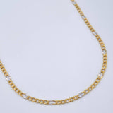 Cadena Figaro 4.5gr / 45.5cm / 3.07mm Dos Oros Amarillo Blanco +1 18K $