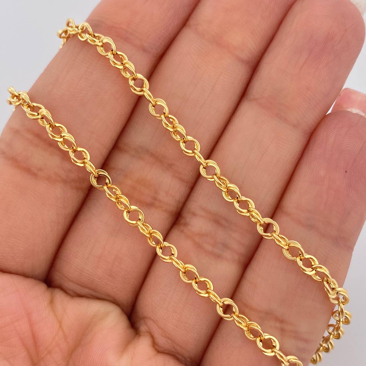 Cadena Roll-on Doble 4gr / 50.2cm / 3.26mm Oro Amarillo +3 18K $
