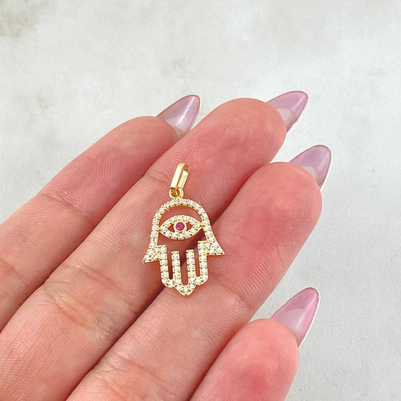 Dije Mano Hamsa 1.15gr / 2.4cm / Oro Amarillo 18K