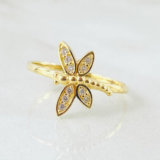 Anillo Libelula 1.65gr / T6 1/2 / Oro Amarillo 18K