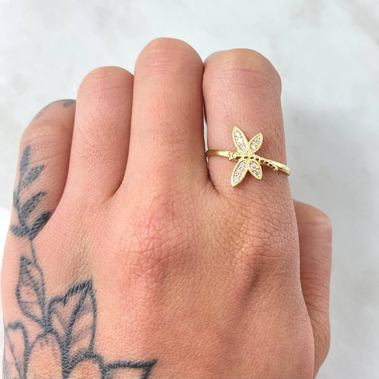 Anillo Libelula 1.65gr / T6 1/2 / Oro Amarillo 18K