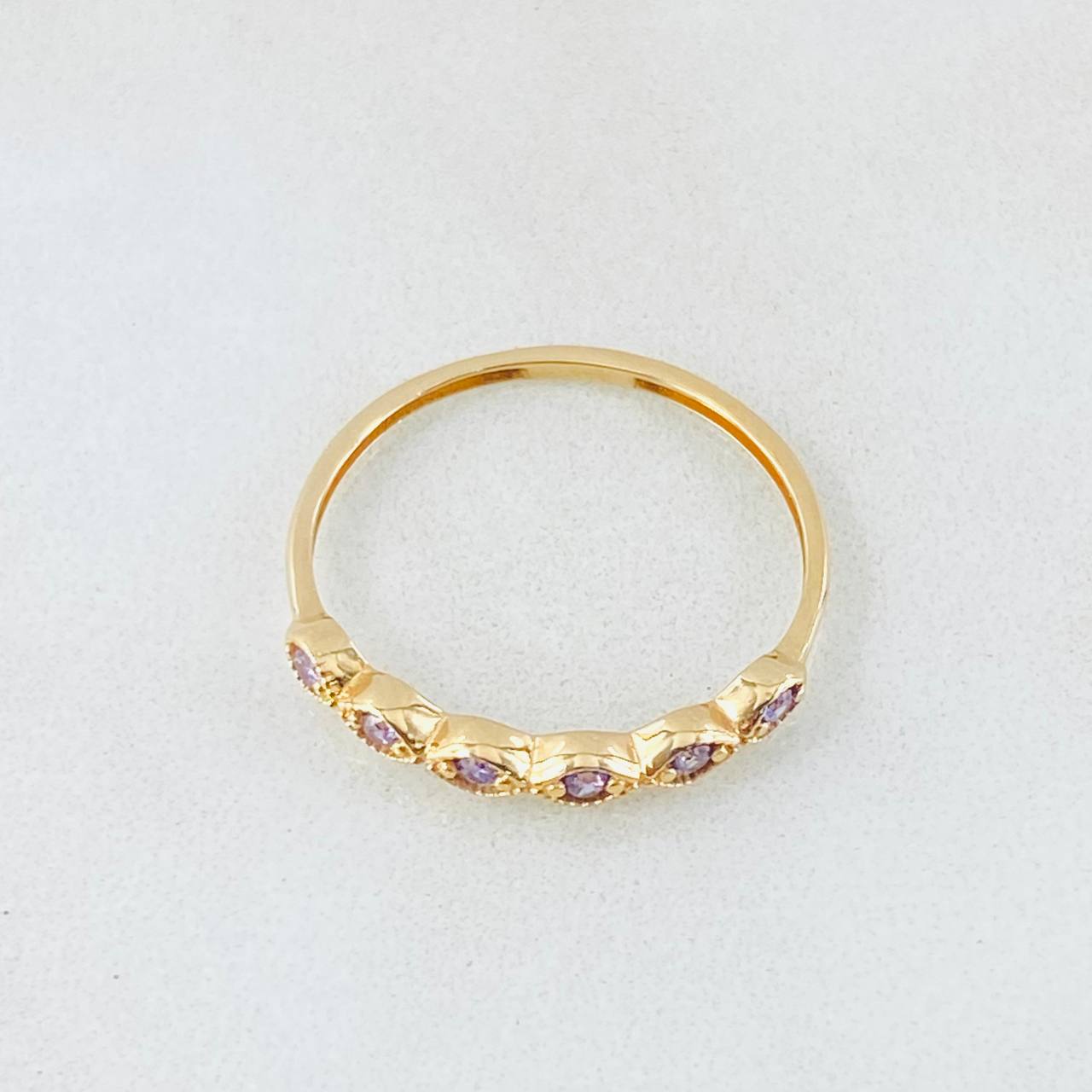 Anillo Linea de Ojos 1gr / T6 / Oro Amarillo 18K ©