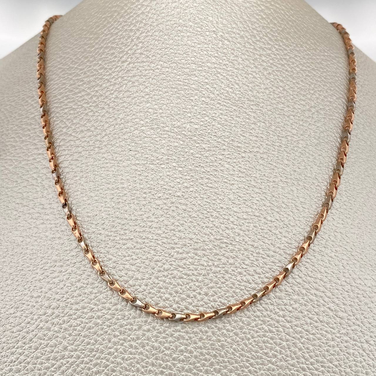 Cadena Rustica Espiga 10.65gr / 43.8cm / 1.65mm Dos Oros Blanco Rosa 18K %