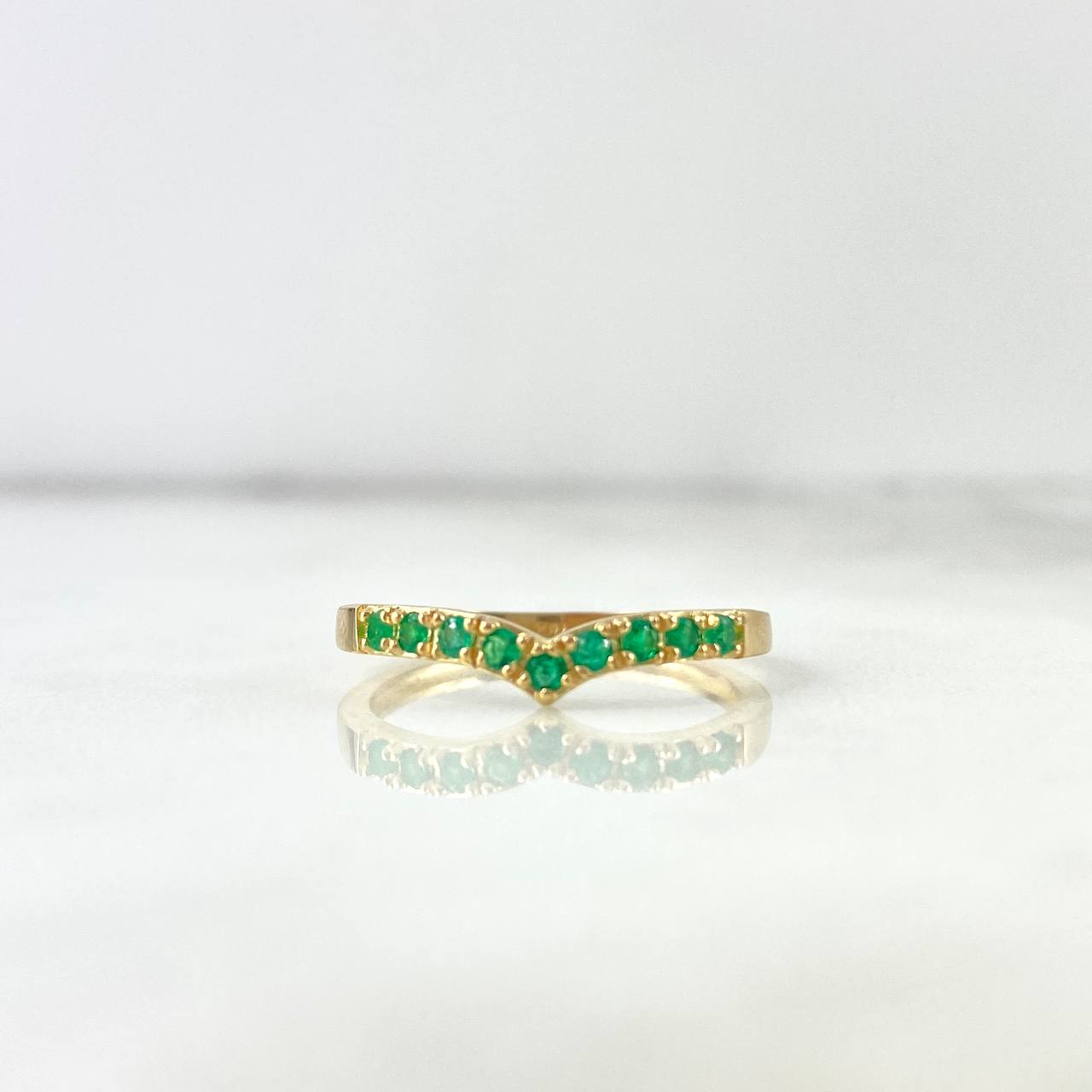 Anillo Tiara en V Escondido 2.05gr T6 3/4 Esmeraldas 25pts Oro Amarillo (Joya)*
