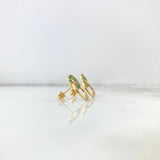 Topos Aros Superpuesto 3.2gr / Esmeraldas 84pts Broche Mariposa Oro Amarillo (Joya) ©