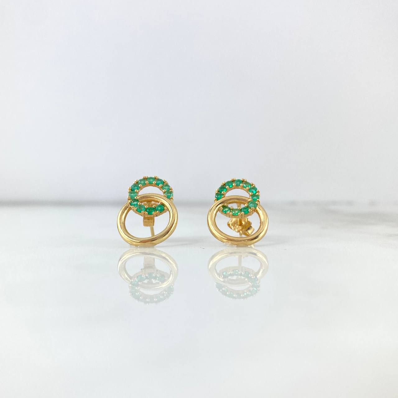 Topos Aros Superpuesto 3.2gr / Esmeraldas 84pts Broche Mariposa Oro Amarillo (Joya) ©