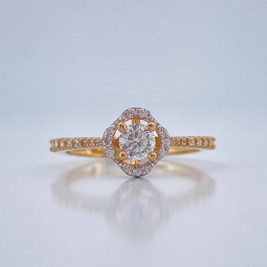 Anillo Churumbela Flor 1.9gr / T6 1/4 / Dos Oros Amarillo Blanco 18K %