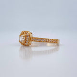 Anillo Halo Cuadrado 2.4gr / T6 1/4 / Oro Amarillo 18K %