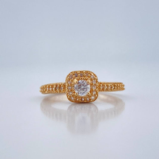 Anillo Halo Cuadrado 2.4gr / T6 1/4 / Oro Amarillo 18K %