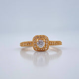 Anillo Halo Cuadrado 2.4gr / T6 1/4 / Oro Amarillo 18K %