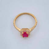 Anillo Halo Rectangular 2.5gr / T6 / Oro Amarillo 18K %