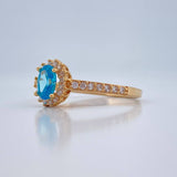 Anillo Halo Ovalado 2.15gr / T7 1/4 / Oro Amarillo 18K %