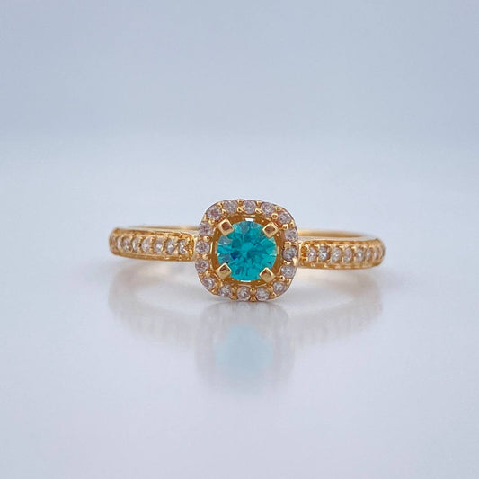 Anillo Halo Cuadrado 2.25gr / T7 1/2 / Oro Amarillo 18K %