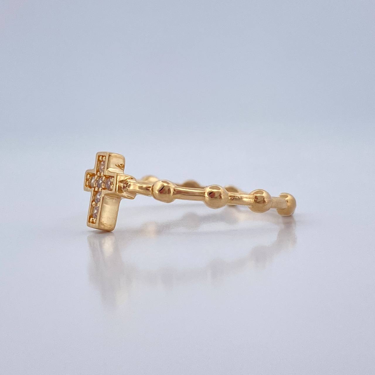Anillo Cruz Esferas 1.75gr / T7 1/2 / Oro Amarillo 18K %