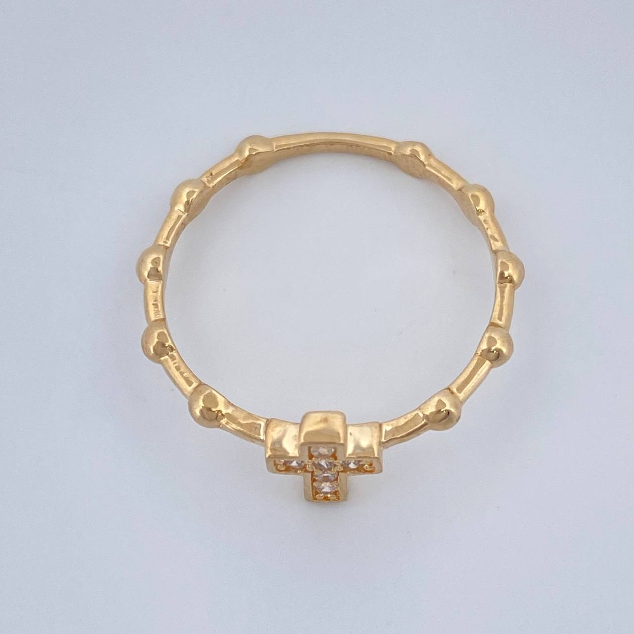 Anillo Cruz Esferas 1.75gr / T7 1/2 / Oro Amarillo 18K %