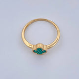 Anillo Trebol Malaquita Verde 1.15 g / T6 Oro Amarillo 18K