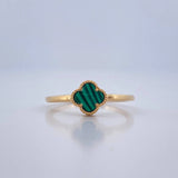 Anillo Trebol Malaquita Verde 1.15 g / T6 Oro Amarillo 18K