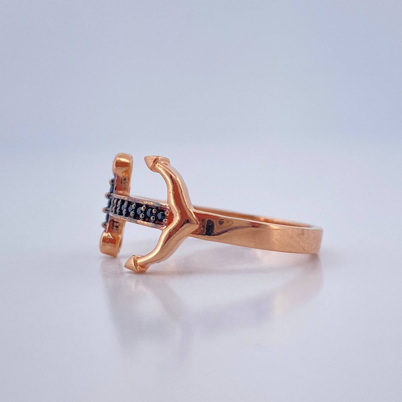 Anillo Ancla 2.45gr / T6 1/4 / Dos Oros Negro Rosa 18K %