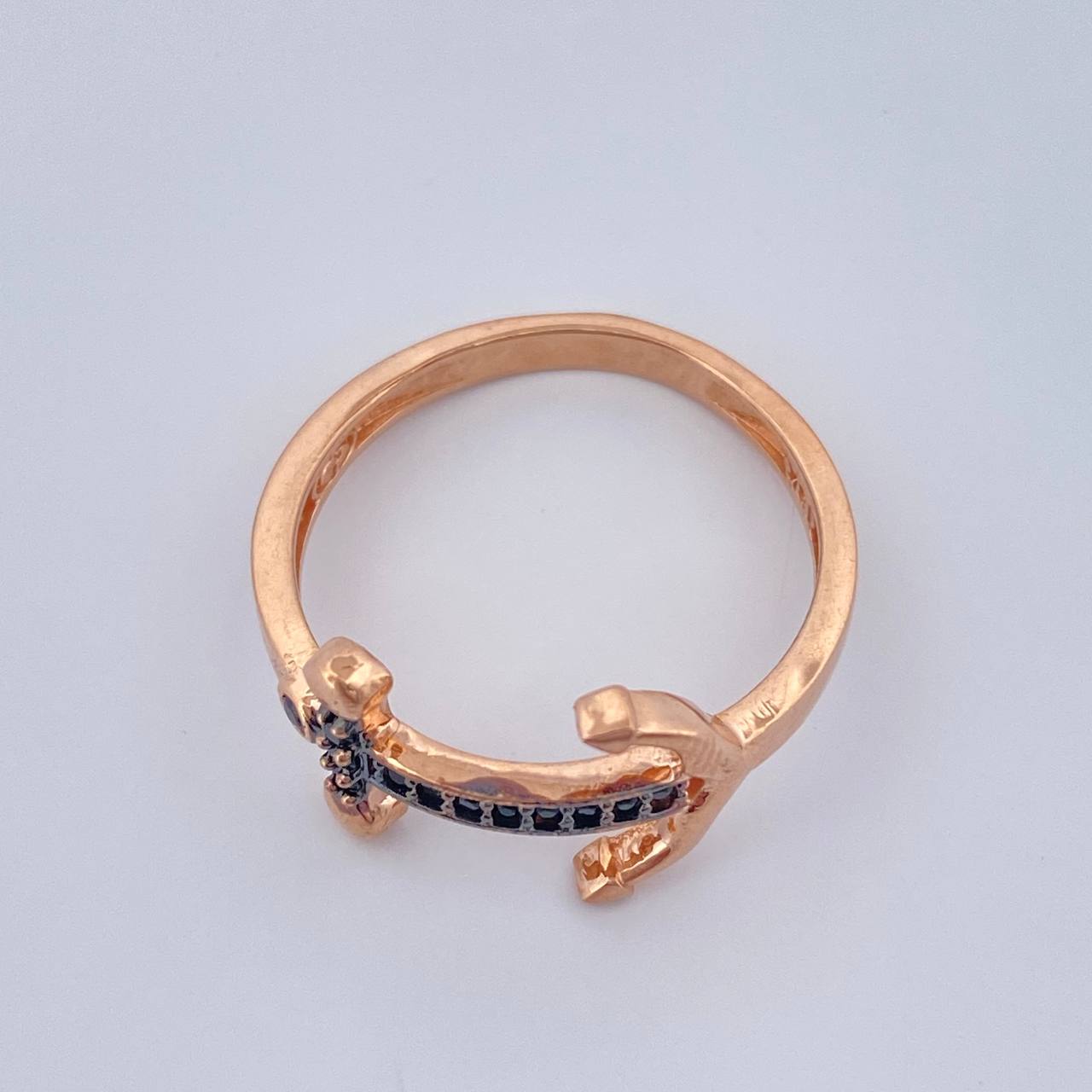 Anillo Ancla 2.45gr / T6 1/4 / Dos Oros Negro Rosa 18K %