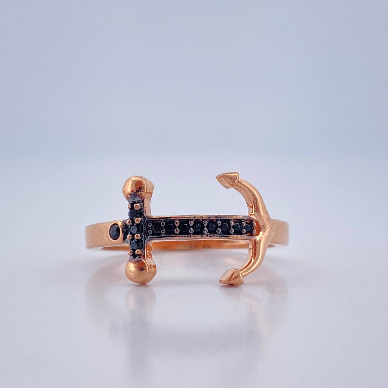 Anillo Ancla 2.45gr / T6 1/4 / Dos Oros Negro Rosa 18K %