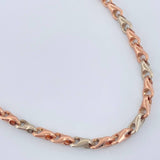 Cadena Rustica Espiga 9.9gr / 48cm / 4.8mm Dos Oros Blanco Rosa 18K %