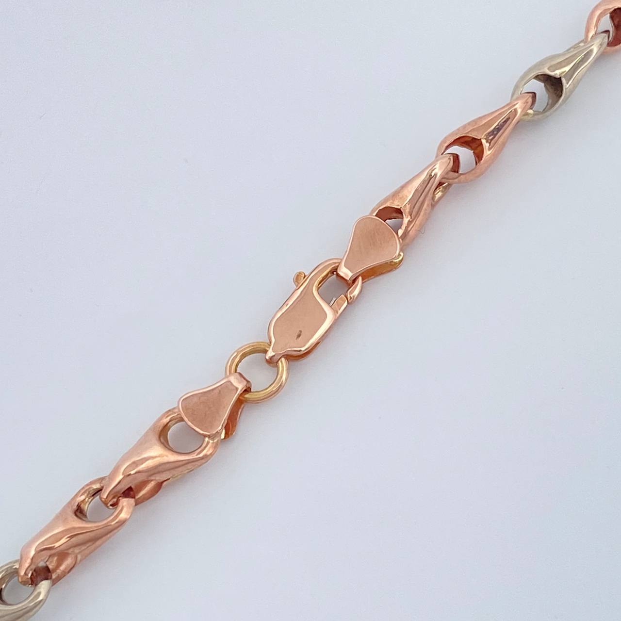 Cadena Rustica Espiga 9.9gr / 48cm / 4.8mm Dos Oros Blanco Rosa 18K %