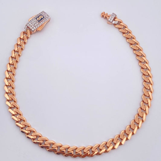 Pulso Cubano Monaco 6.45gr / 18.5cm / 4.67mm Dos Oros Blanco Rosa +1 18K %