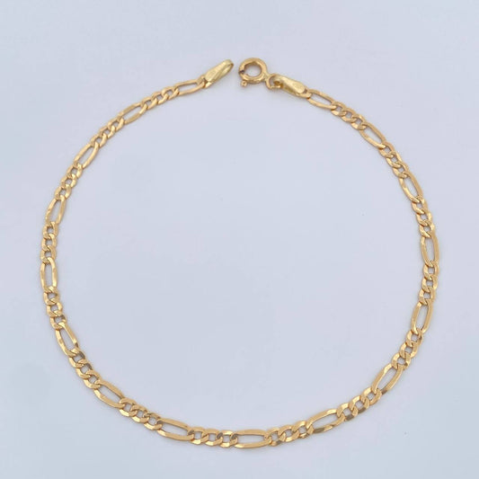 Pulso Figaro 1.1gr / 19cm / 2mm Oro Amarillo +1 18K %