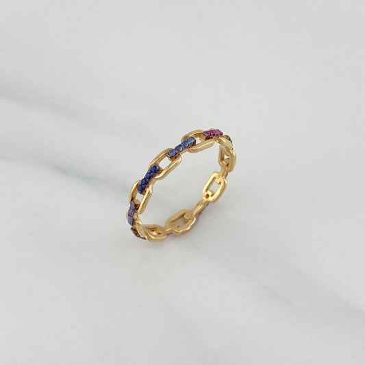 Anillo Eslabon 1.65 g / T6 3/4 Dos Oros Negro Amarillo 18K