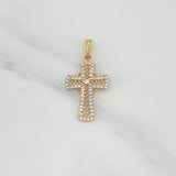 Dije Cruz Lineas 1.9 g / 3 cm Dos Oros Amarillo Blanco 18K