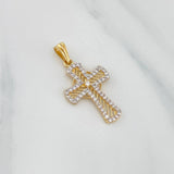 Dije Cruz Lineas 1.9 g / 3 cm Dos Oros Amarillo Blanco 18K
