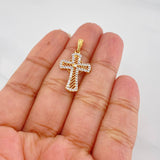 Dije Cruz Lineas 1.9 g / 3 cm Dos Oros Amarillo Blanco 18K