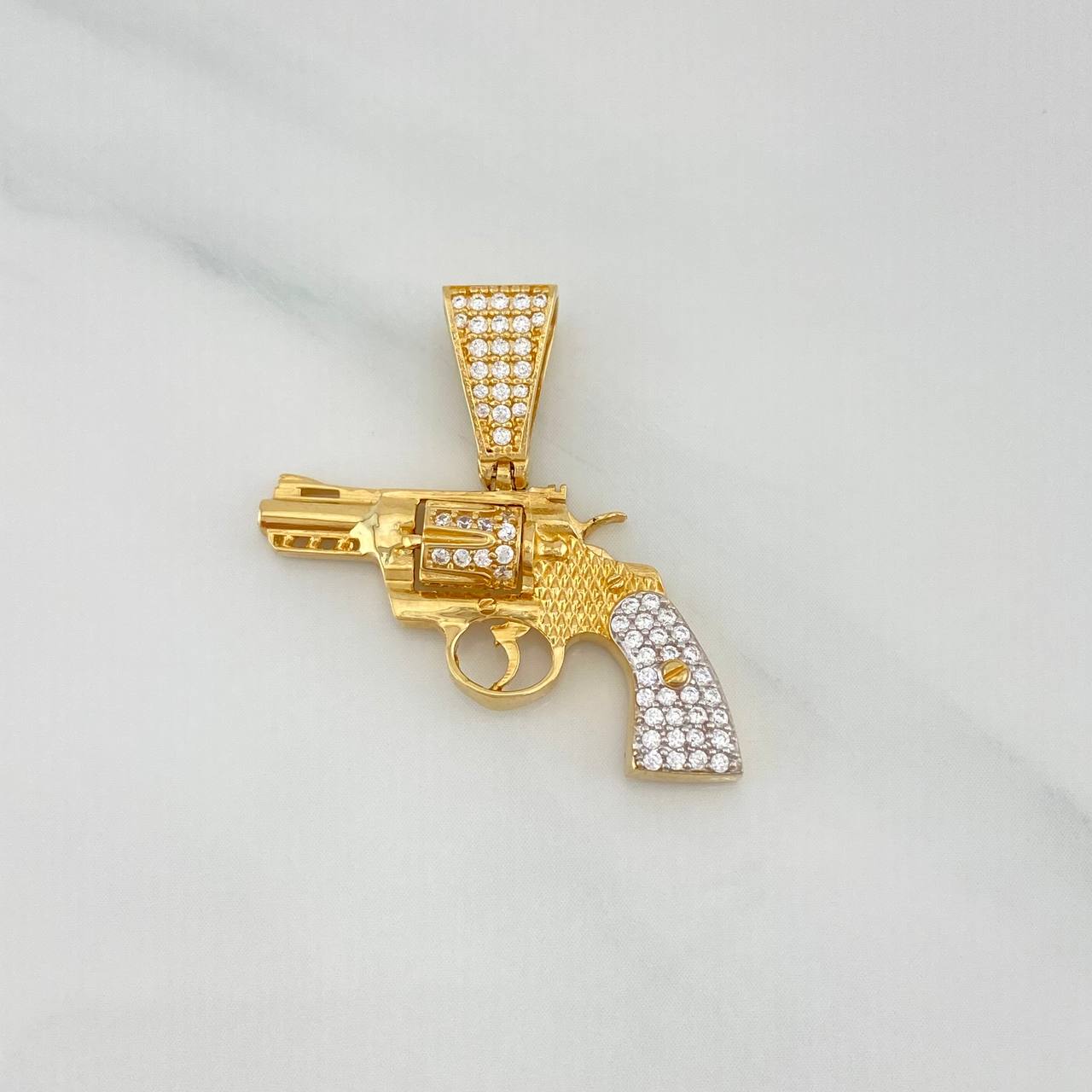 Dije Pistola 4.1 g / 2.6 cm Dos Oros Amarillo Blanco 18K