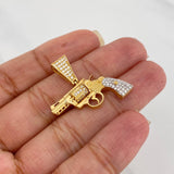 Dije Pistola 4.1 g / 2.6 cm Dos Oros Amarillo Blanco 18K