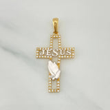 Dije Cruz Jesus 2.3 g / 3.6 cm Dos Oros Amarillo Blanco 18K
