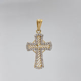 Dije Cruz Lineas 1.9 g / 3 cm Dos Oros Amarillo Blanco 18K