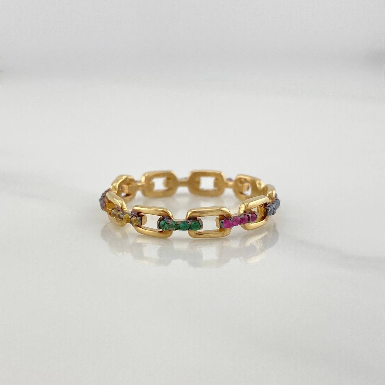 Anillo Eslabon 1.65 g / T6 3/4 Dos Oros Negro Amarillo 18K