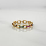 Anillo Eslabon 1.65 g / T6 3/4 Dos Oros Negro Amarillo 18K