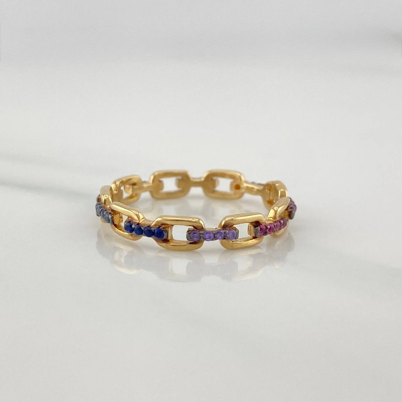 Anillo Eslabon 1.65 g / T6 3/4 Dos Oros Negro Amarillo 18K