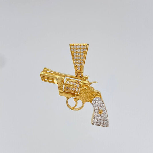 Dije Pistola 4.1 g / 2.6 cm Dos Oros Amarillo Blanco 18K