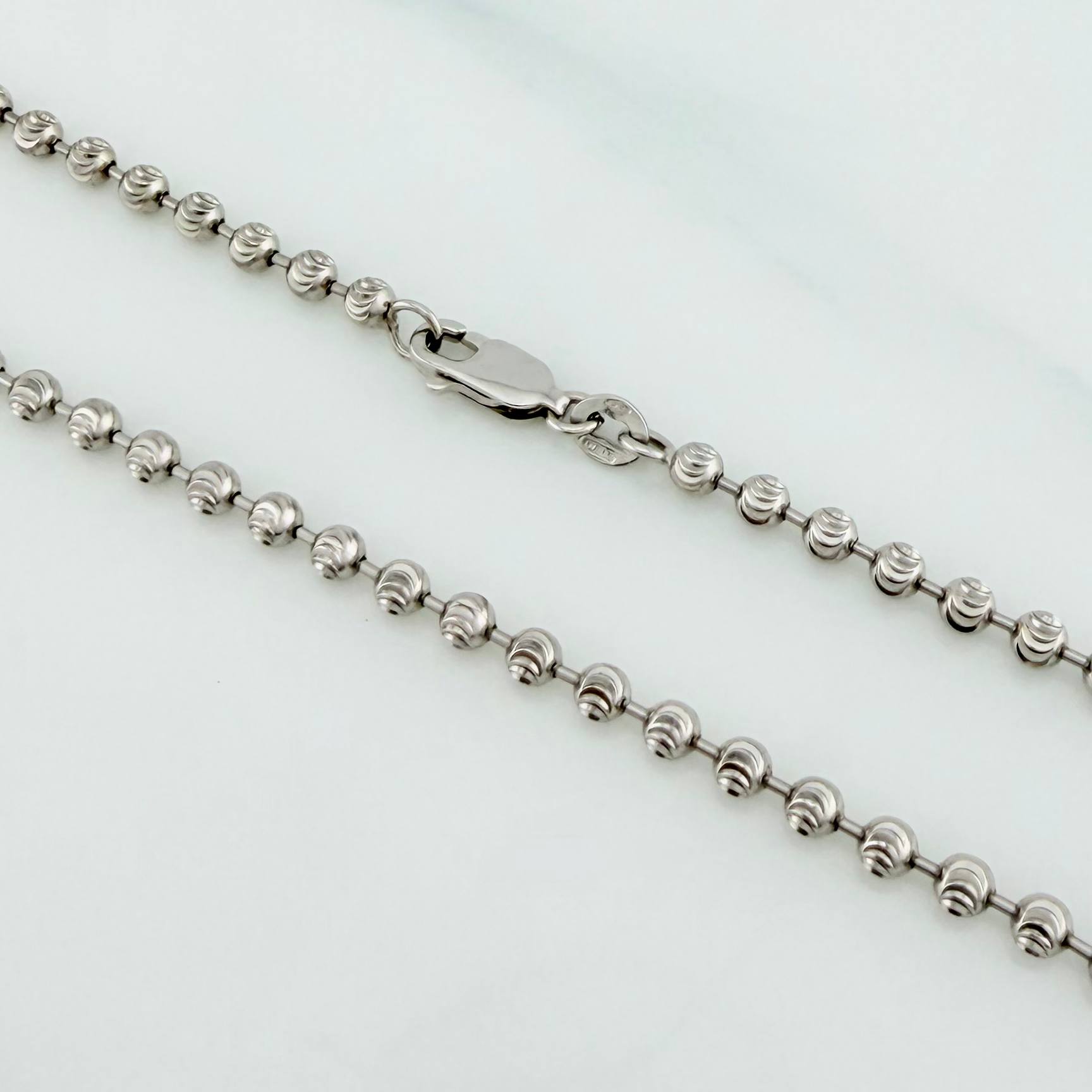 Tobillera Militar Media Luna 7.55 g / 25.2 cm / 3 mm Oro Blanco 18K