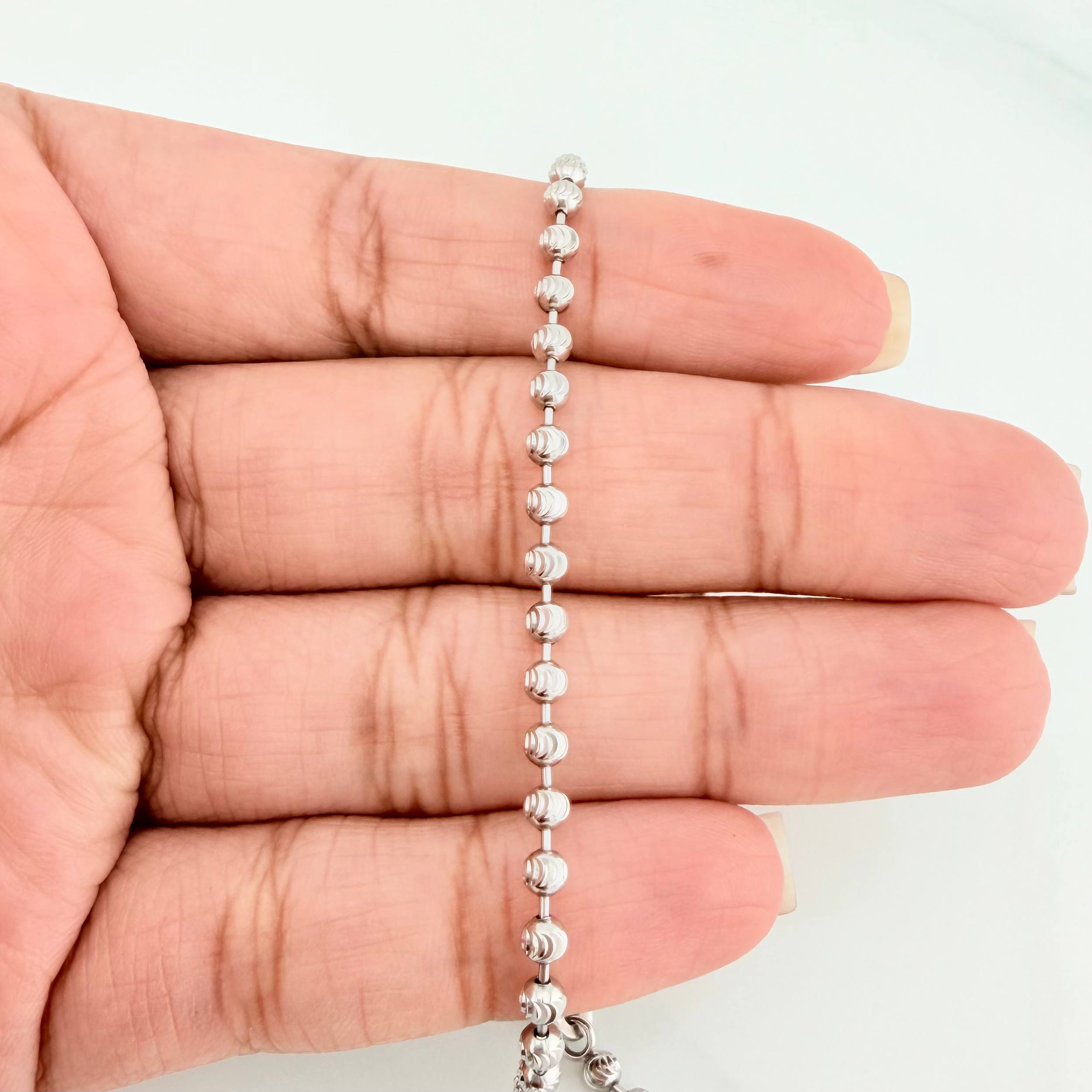 Tobillera Militar Media Luna 7.55 g / 25.2 cm / 3 mm Oro Blanco 18K