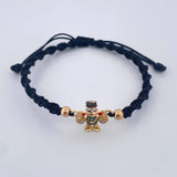 Pulsera Tejida Negra Pato Bolsas De Dinero 1.75gr / 4mm Tres Oros 18K %