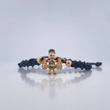 Pulsera Tejida Negra Pato Bolsas De Dinero 1.75gr / 4mm Tres Oros 18K %