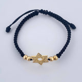 Pulsera Tejida Negra Estrella De David 1.55gr / 4mm Oro Amarillo 18K %