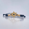Pulsera Tejida Negra Estrella De David 1.55gr / 4mm Oro Amarillo 18K %